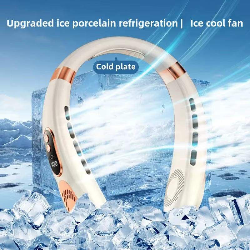 Portable Neck Fan Personal 4000Mah Bladeless Cooling Neck Fan Blow Cold Air Neck Cooler Wearable Fan around Your Neck Adjustable