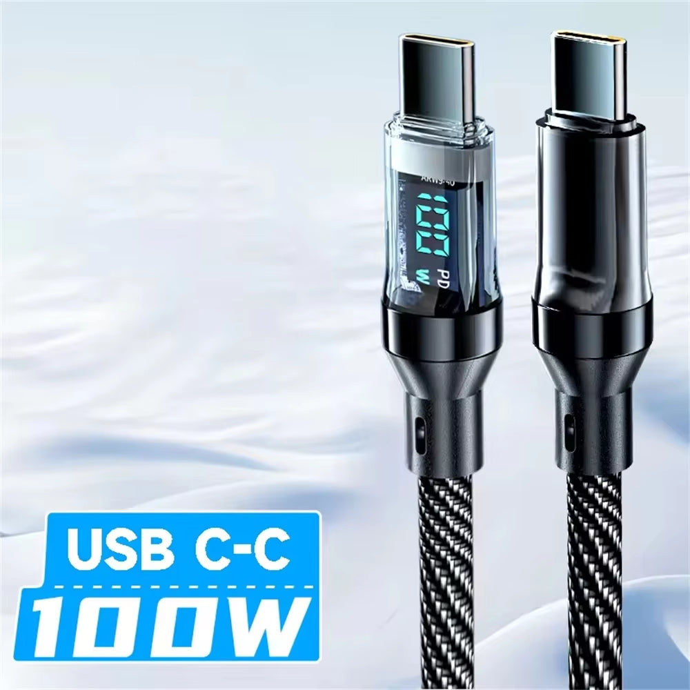 New 120W LED Digital Display Quick Charge USB Type C Cable for OPPO VIVO Huawei Fast Charging Data Cord