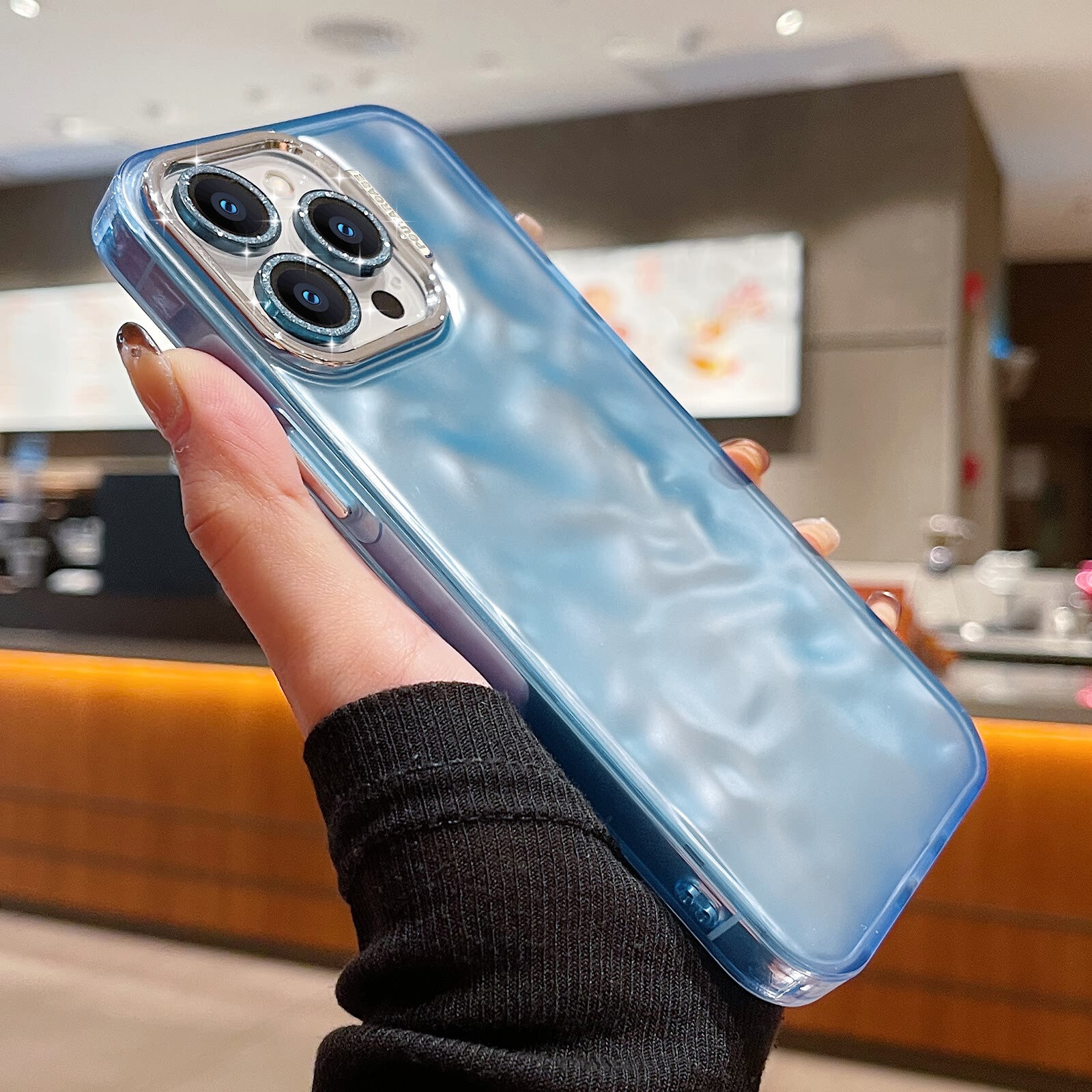 Cool Wave Case for Iphone 15 Pro Max Lens Protection Protective Glitter Cover