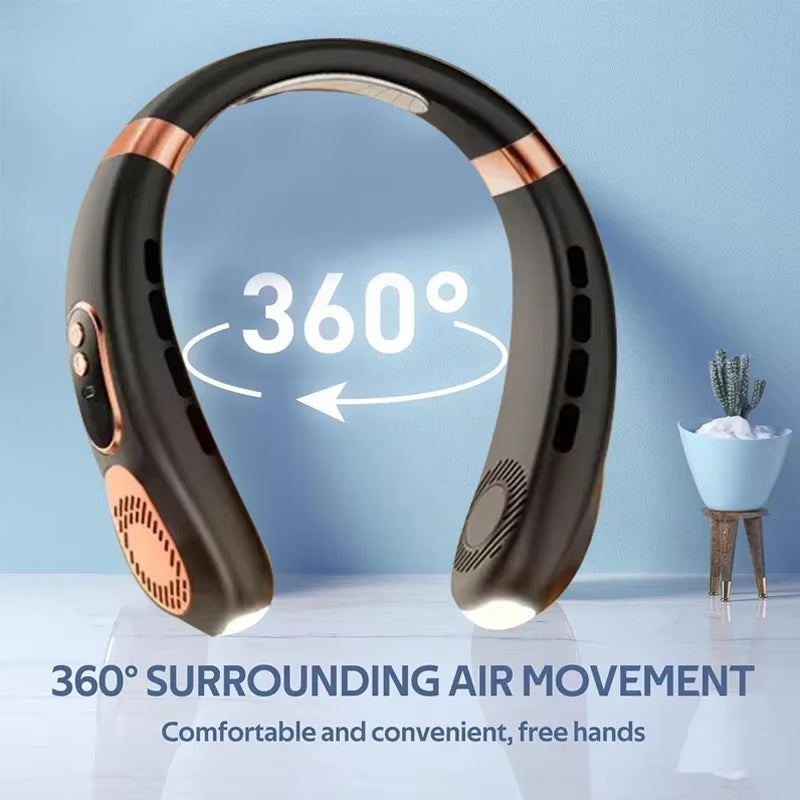 Portable Neck Fan Personal 4000Mah Bladeless Cooling Neck Fan Blow Cold Air Neck Cooler Wearable Fan around Your Neck Adjustable