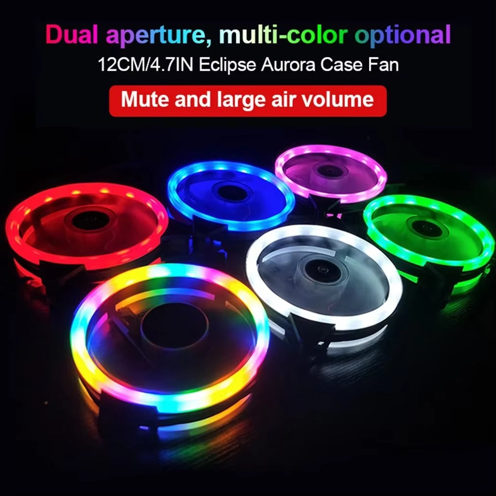 120Mm Aurora Computer Chassis Fan 12Cm Luminous LED Color Light Mute Cool RGB Cooling Fan Wholesale