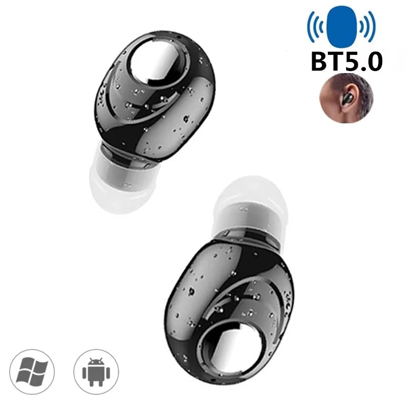 Mini In-Ear 5.0 Bluetooth Earphone Hifi Wireless Headset with Mic Sports Earbuds Handsfree Stereo Sound Earphones for All Phones
