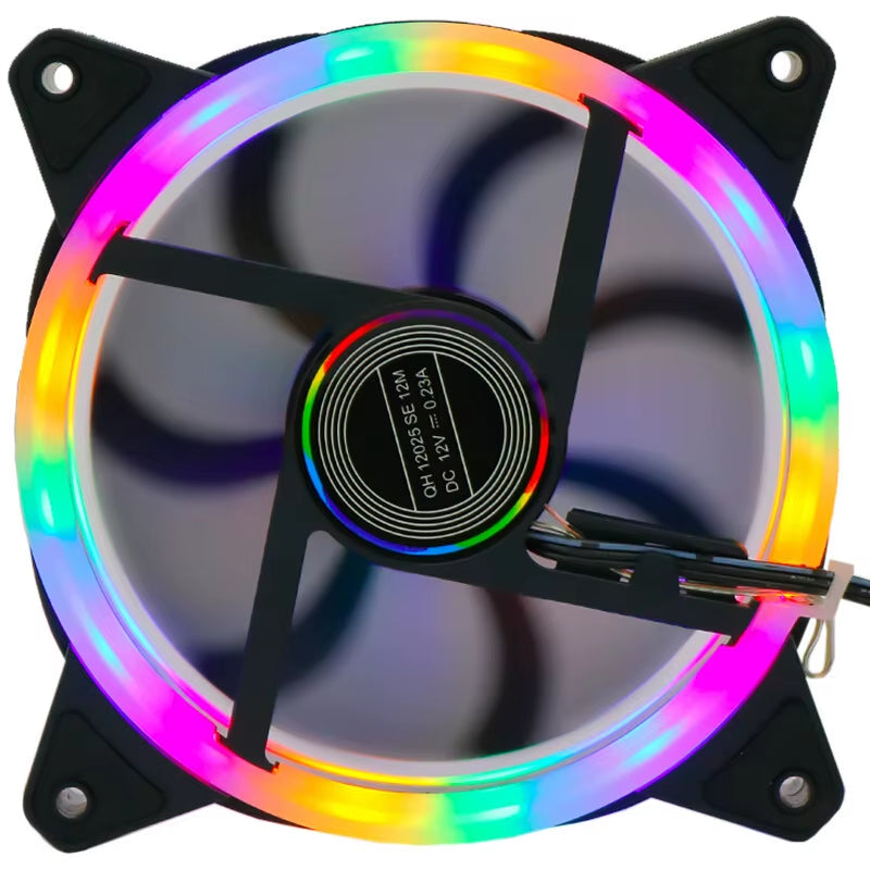 120Mm Aurora Computer Chassis Fan 12Cm Luminous LED Color Light Mute Cool RGB Cooling Fan Wholesale