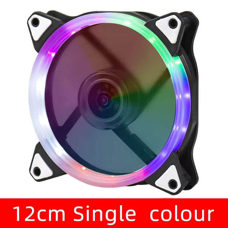 120Mm Aurora Computer Chassis Fan 12Cm Luminous LED Color Light Mute Cool RGB Cooling Fan Wholesale
