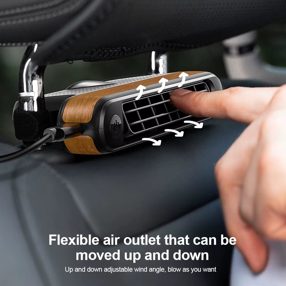 Car Headrest Cooling Air Fan 3 Speeds Adjustable Car Neck Cooler USB Powered Rear Seat Ventilator for Front Rear Seat Passenger