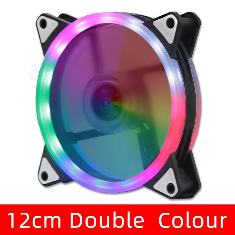 120Mm Aurora Computer Chassis Fan 12Cm Luminous LED Color Light Mute Cool RGB Cooling Fan Wholesale