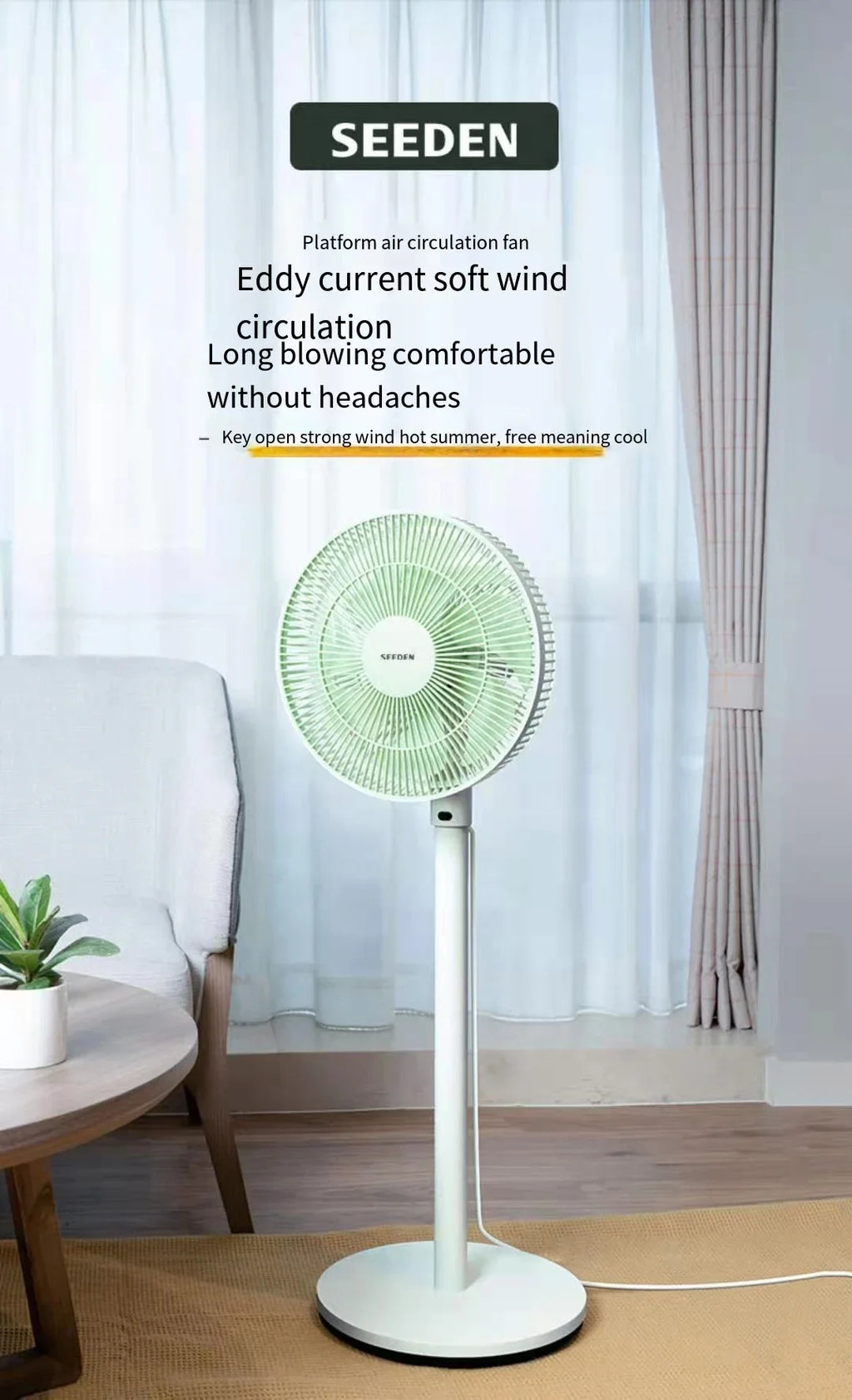 Electrical fan with Voice Smart Control and Remote Control. Floor Foldable Fan