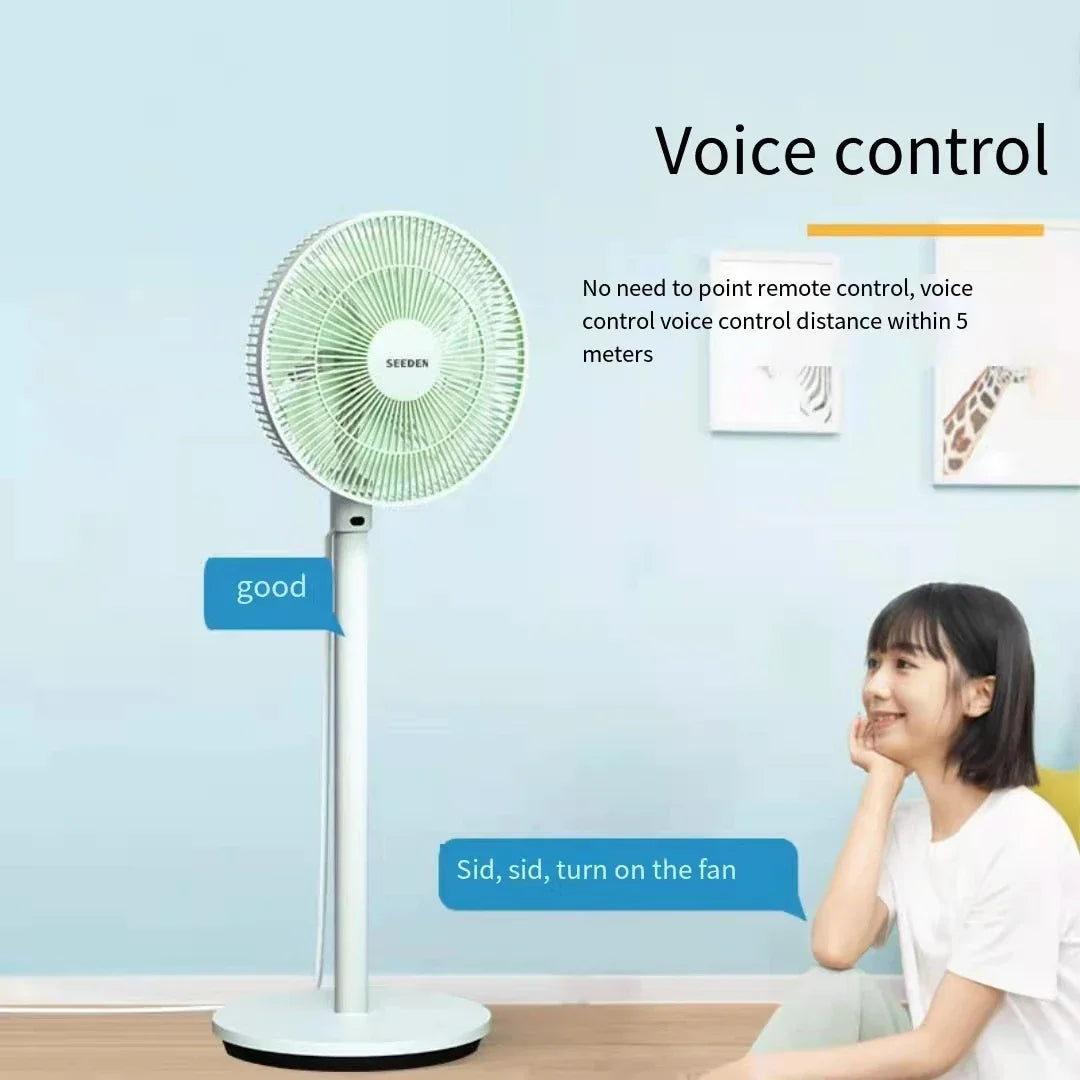 Electrical fan with Voice Smart Control and Remote Control. Floor Foldable Fan