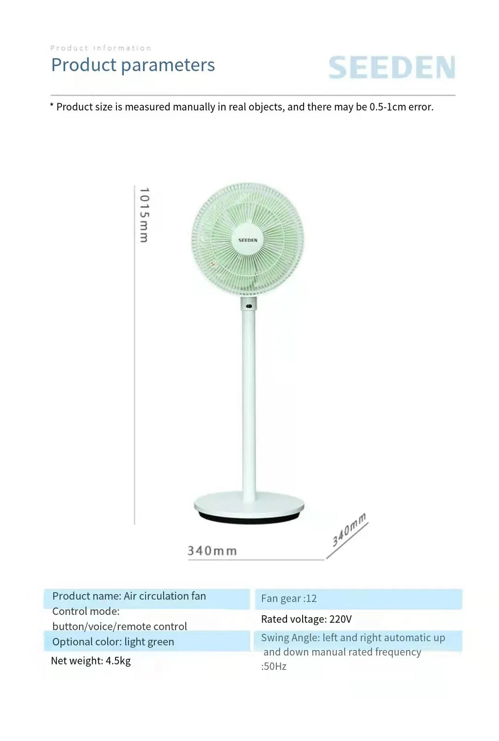 Electrical fan with Voice Smart Control and Remote Control. Floor Foldable Fan