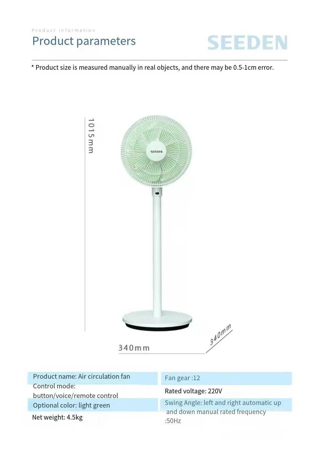 Electrical fan with Voice Smart Control and Remote Control. Floor Foldable Fan