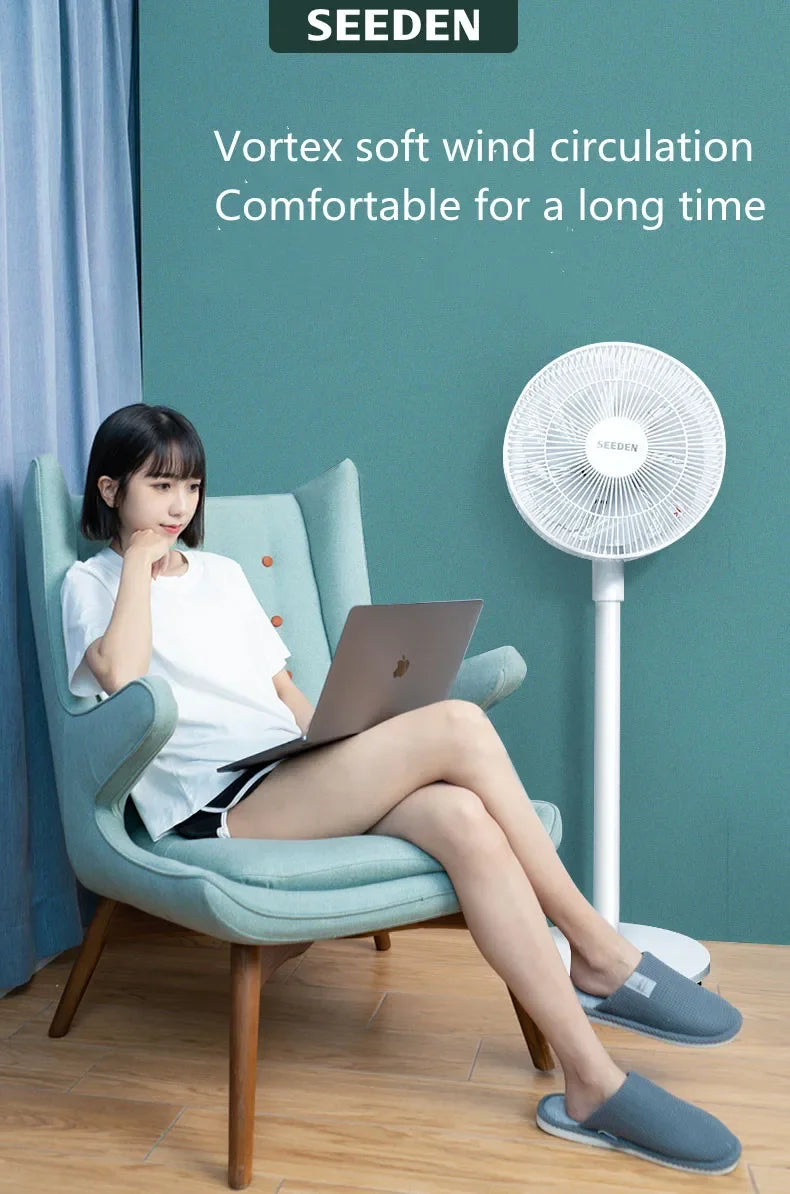 Electrical fan with Voice Smart Control and Remote Control. Floor Foldable Fan
