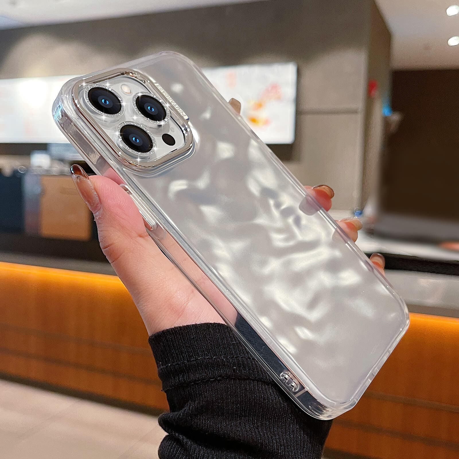 Cool Wave Case for Iphone 15 Pro Max Lens Protection Protective Glitter Cover