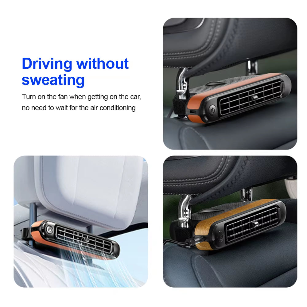 Car Headrest Cooling Air Fan 3 Speeds Adjustable Car Neck Cooler USB Powered Rear Seat Ventilator for Front Rear Seat Passenger
