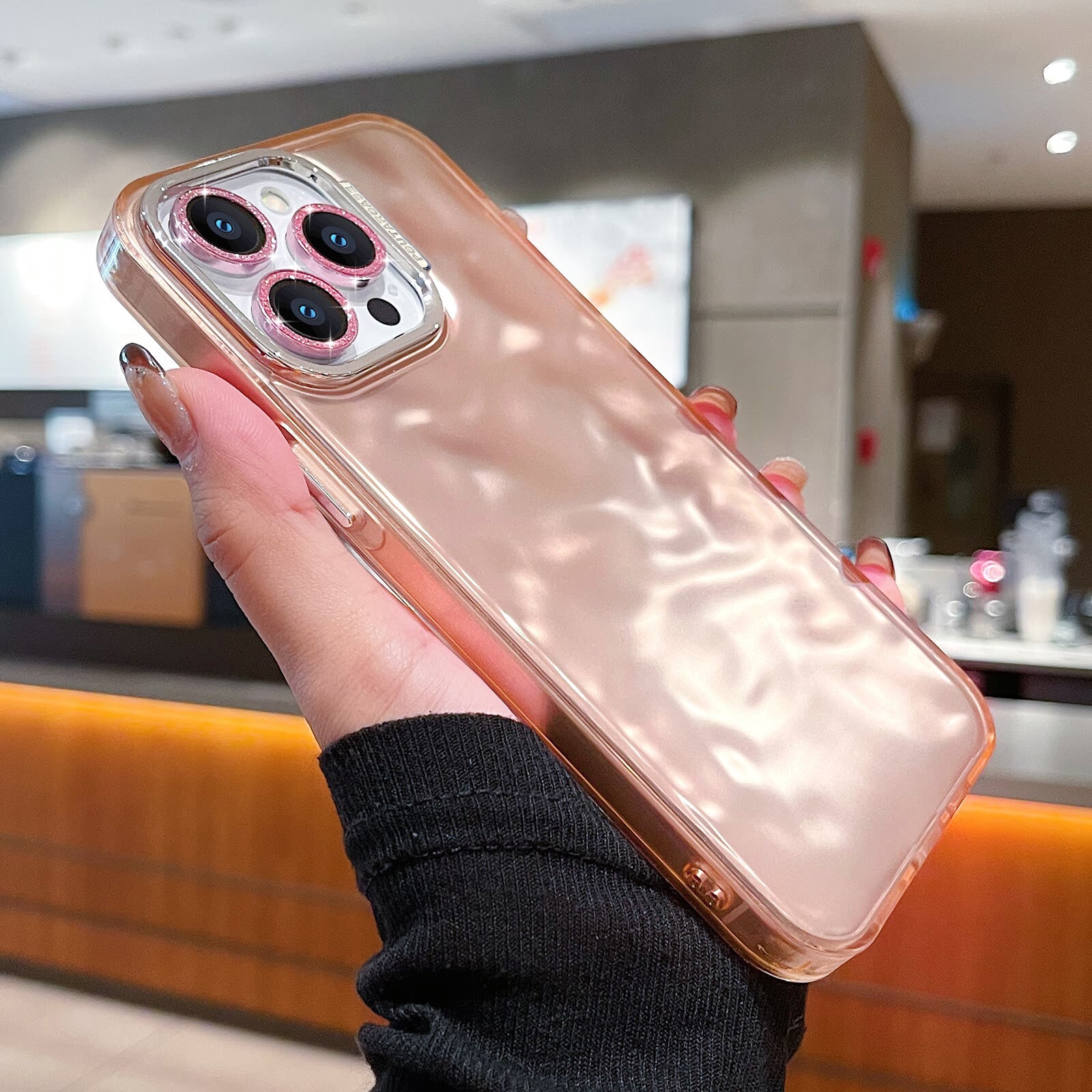 Cool Wave Case for Iphone 15 Pro Max Lens Protection Protective Glitter Cover