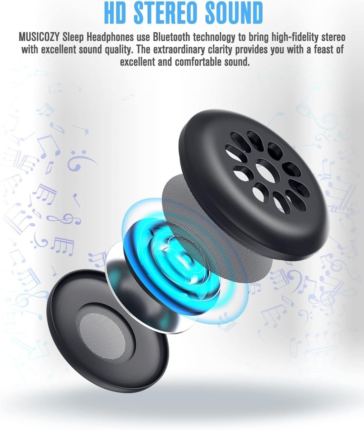 MUSICOZY Sleep Headphones Headband Bluetooth Soft Headphones for Sleeping & With