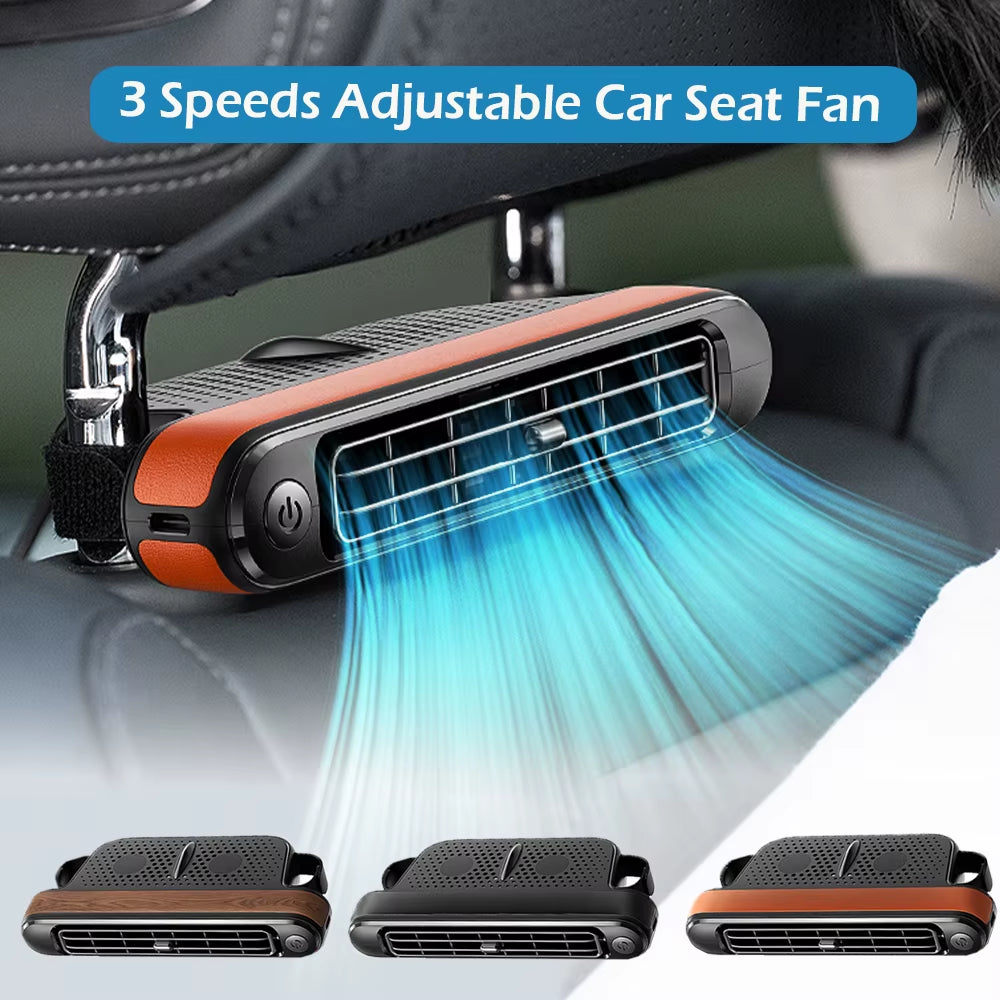 Car Headrest Cooling Air Fan 3 Speeds Adjustable Car Neck Cooler USB Powered Rear Seat Ventilator for Front Rear Seat Passenger