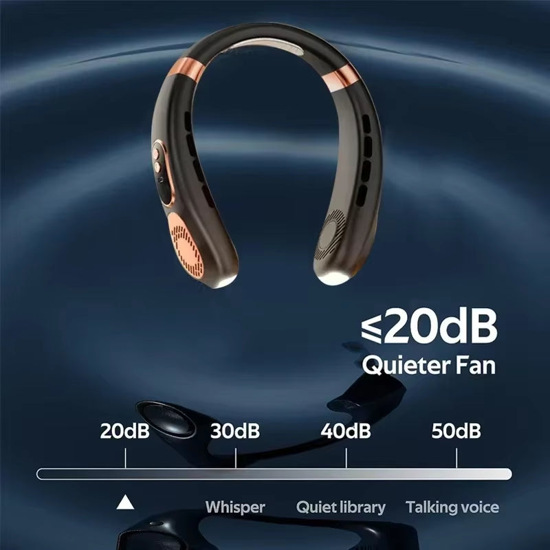 Portable Neck Fan Personal 4000Mah Bladeless Cooling Neck Fan Blow Cold Air Neck Cooler Wearable Fan around Your Neck Adjustable