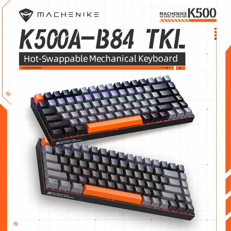 Machenike K500A-B84 Mechanical Keyboard 75% TKL Hot-Swappable Wired Gaming Keyboard 6-Color Backlit 84 Keys for PC Gamers Laptop